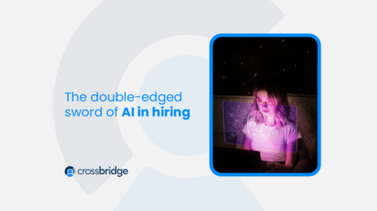 A visual of AI and human interaction, representing the double-edged sword of AI in hiring.