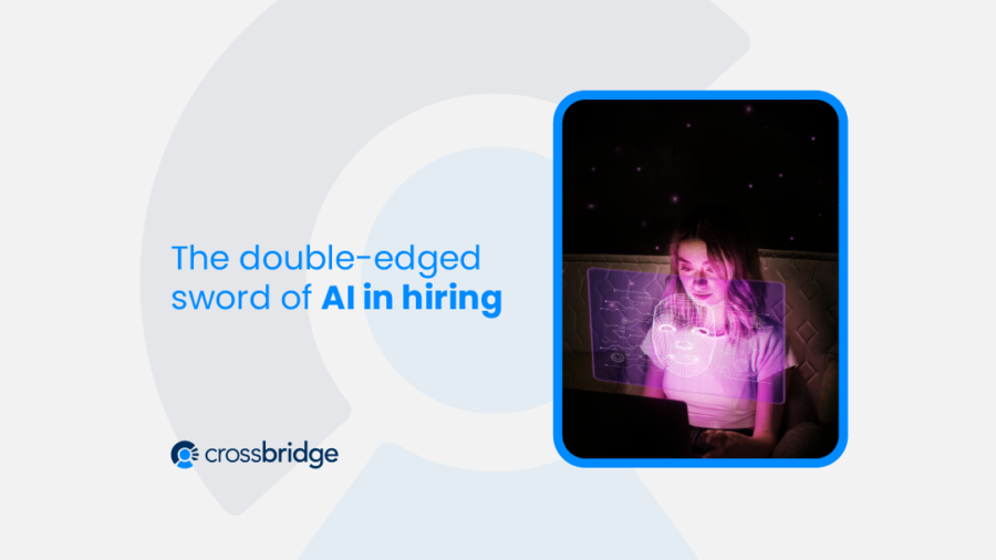 A visual of AI and human interaction, representing the double-edged sword of AI in hiring.