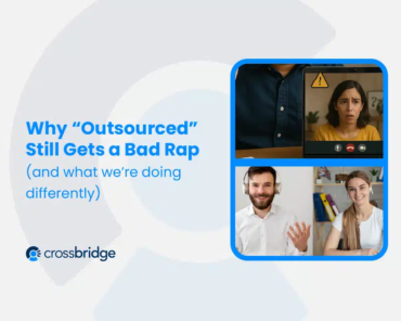 Comparison of a disorganized offshore interaction and smooth nearshore teamwork illustrating why outsourced still gets a bad rap
