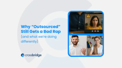 Comparison of a disorganized offshore interaction and smooth nearshore teamwork illustrating why outsourced still gets a bad rap