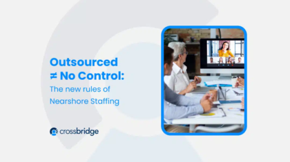Business leaders working with a remote nearshore team in real time, symbolizing outsourced ≠ no control