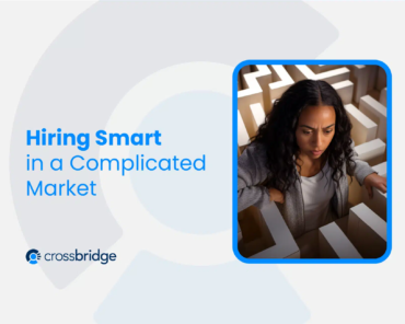 Visual metaphor of hiring decisions branching out in a complex market landscape.